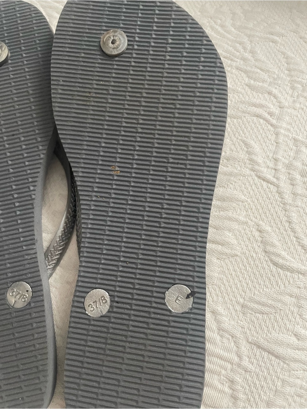 Havaianas Women’s Gray Flip Flop Sandals with Silver Sparkle Straps - Picture 3 of 3